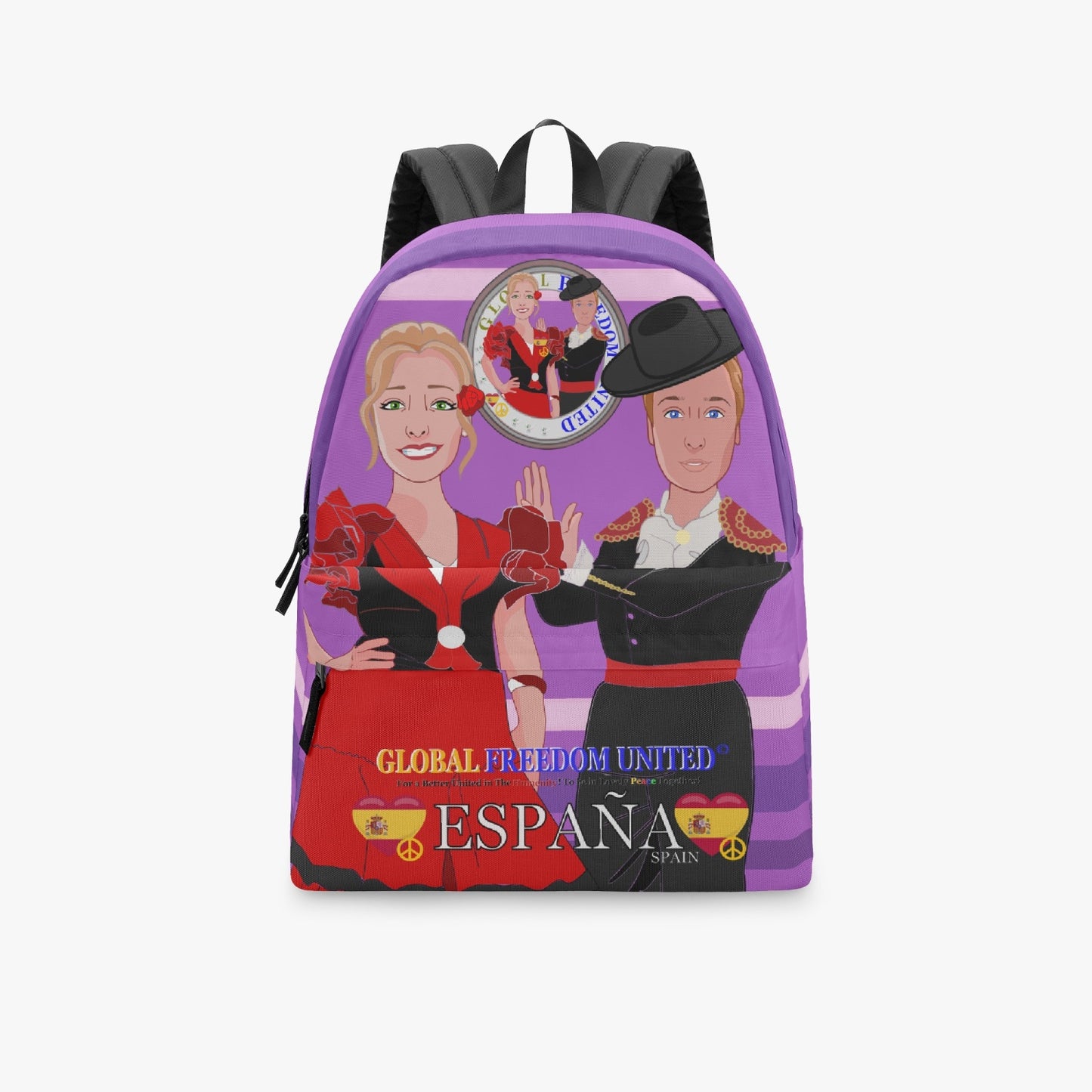 GLOBAL FREEDOM UNITED© Couplen Spain Lilac - All-over-print Canvas Backpack