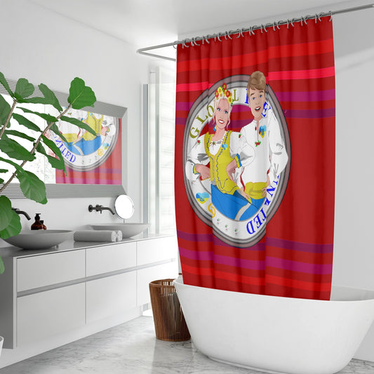GLOBAL FREEDOM UNITED© Couple Ukrain Red -  Quick-drying Shower Curtain
