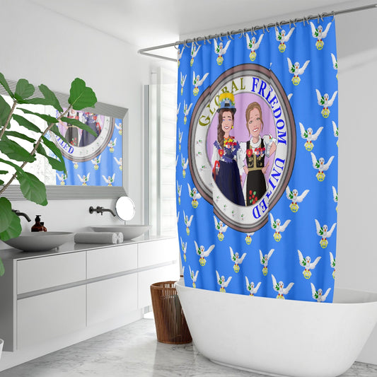 GLOBAL FREEDOM UNITED© Women Croatia & Serbia BLUE Quick-drying Shower Curtain