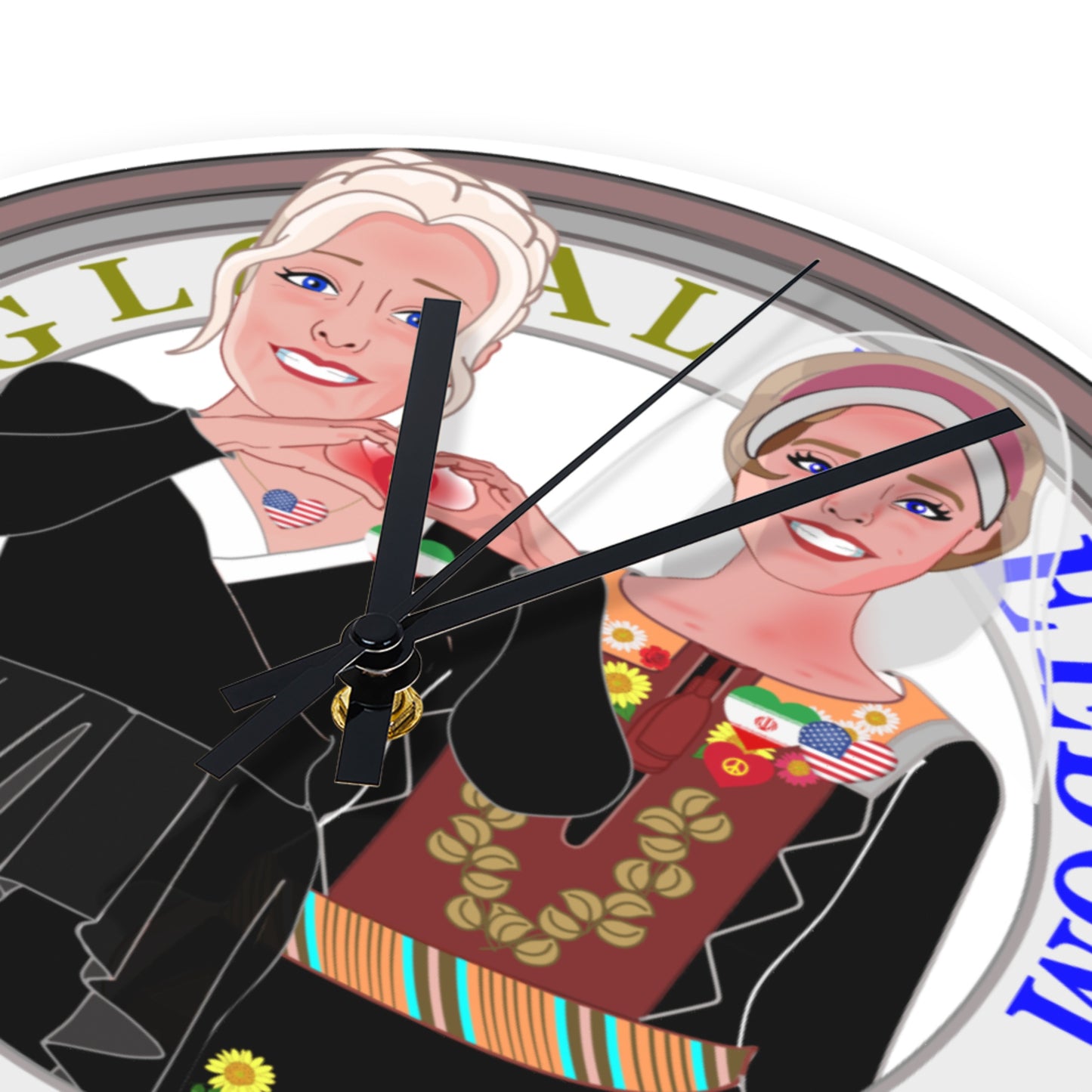 Wooden Wall Clock Without Scale GLOBAL FREEDOM UNITED© Women Iran & USA