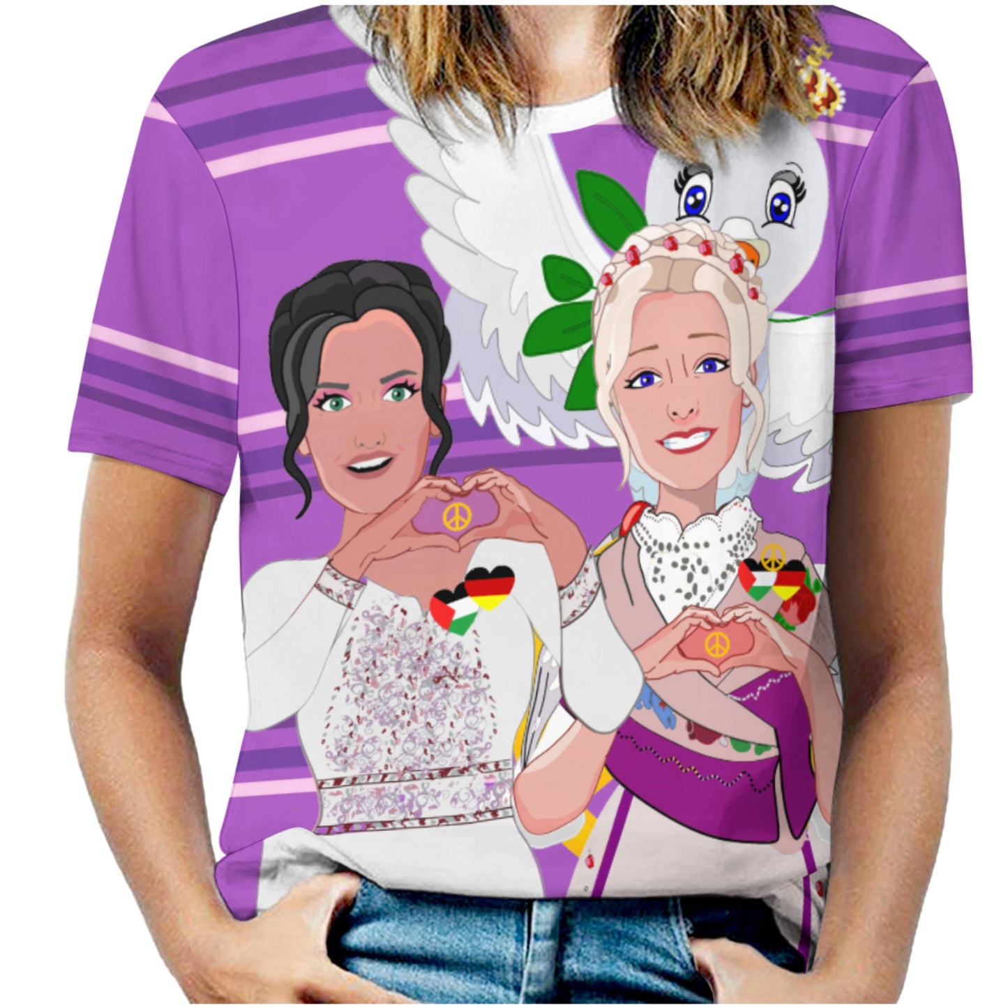 Women´s T-shirt 2 GLOBAL FREEDOM UNITED© Women Palestina & Germany Lilac