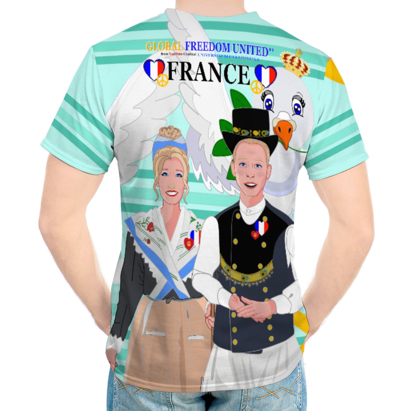 Men´s T-shirt GLOBAL FREEDOM UNITED© Couple French Light Green