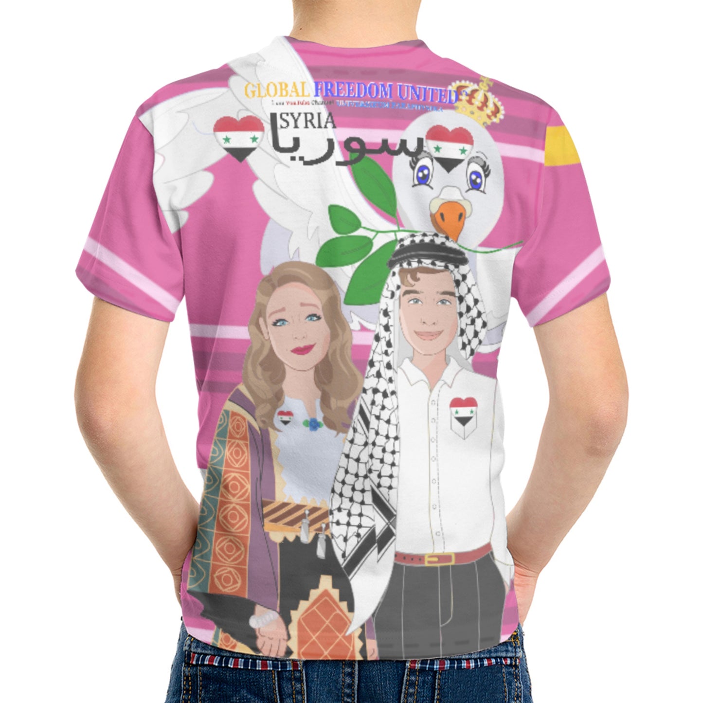 Kid´s T-shirt GLOBAL FREEDOM UNITED© Couple Syria Pink2