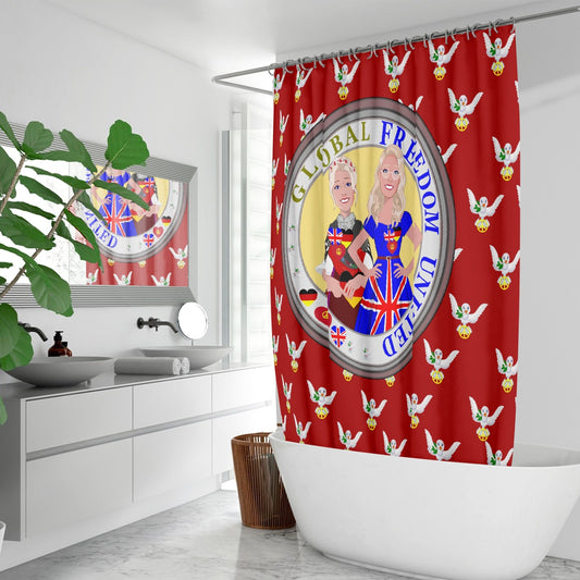 GLOBAL FREEDOM UNITED WOMEN ENGLAND & GERMANY OLD PEACE RED Quick-drying Shower Curtain