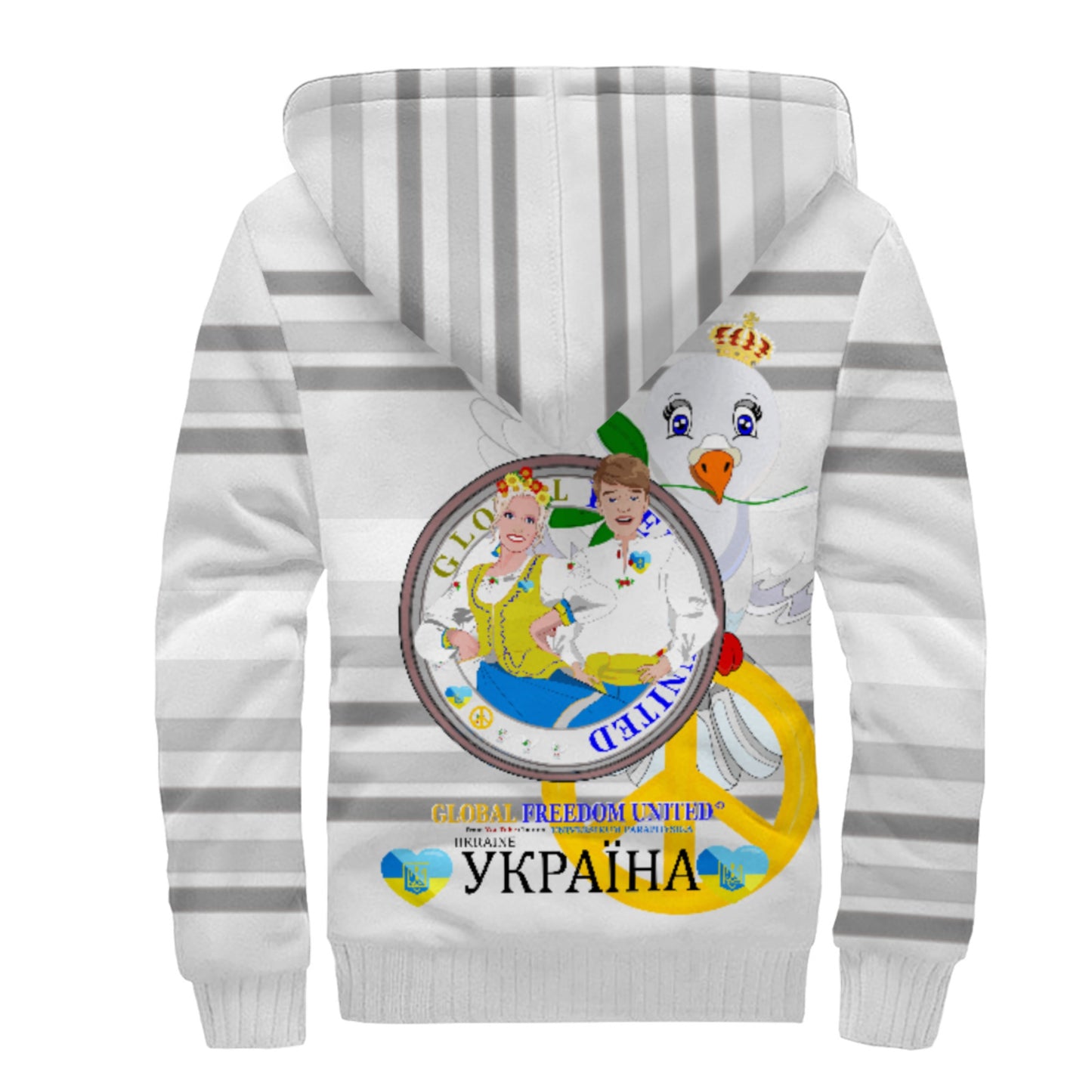 Plush Hoodie GLOBAL FREEDOM UNITED© Couple Ukrain Grey