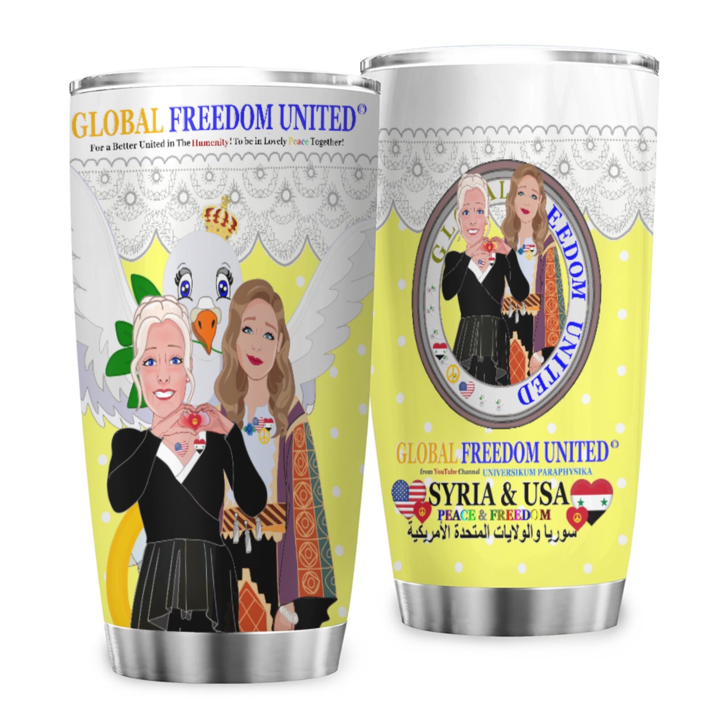 Tumbler GLOBAL FREEDOM UNITED© Women Syria & USA Yellow