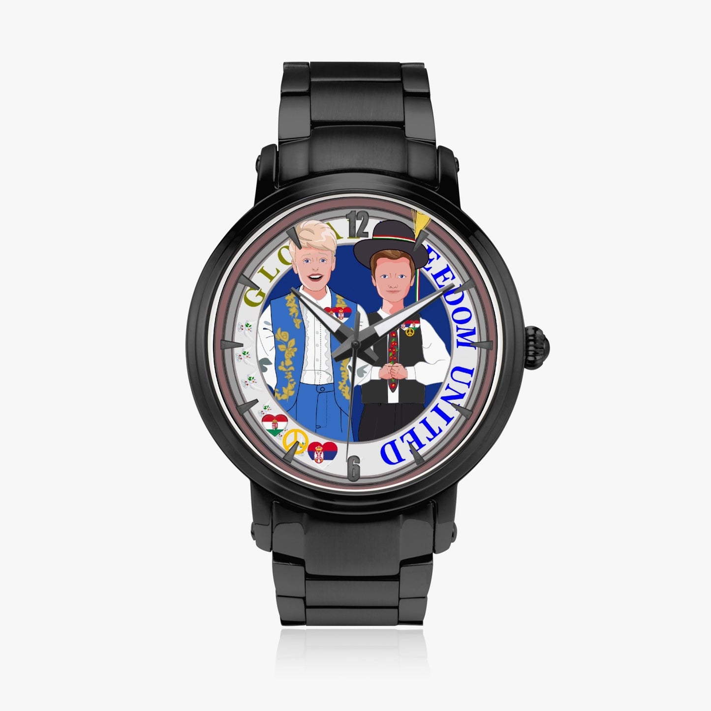 New Steel Strap Automatic Watch (With Indicators) GLOBAL FREEDOM UNITED© MEN SERBIA & HUNGARY