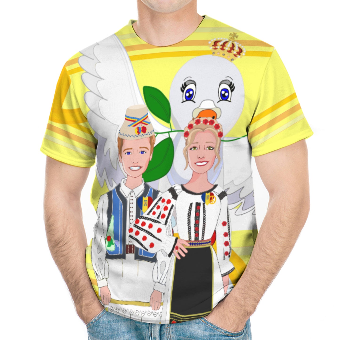 Men´s T-shirt GLOBAL FREEDOM UNITED© Couple Romania Yellow