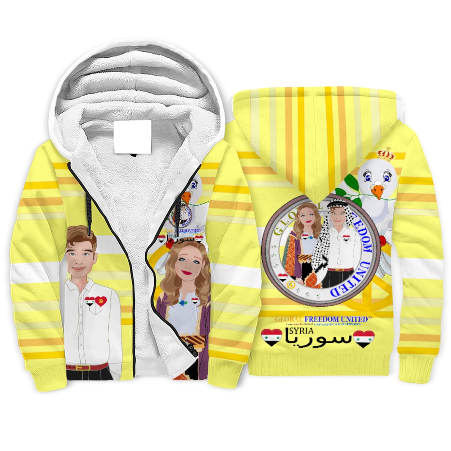 Plush Hoodie GLOBAL FREEDOM UNITED© Couple Syria Yellow