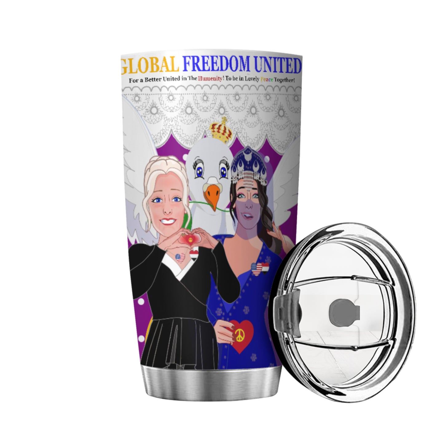Tumbler GLOBAL FREEDOM UNITED© Women Yemen & USA Lilac 1