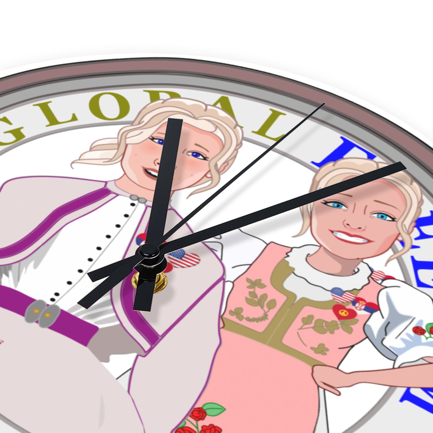 Wooden Wall Clock Without Scale GLOBAL FREEDOM UNITED© Women Serbia & USA