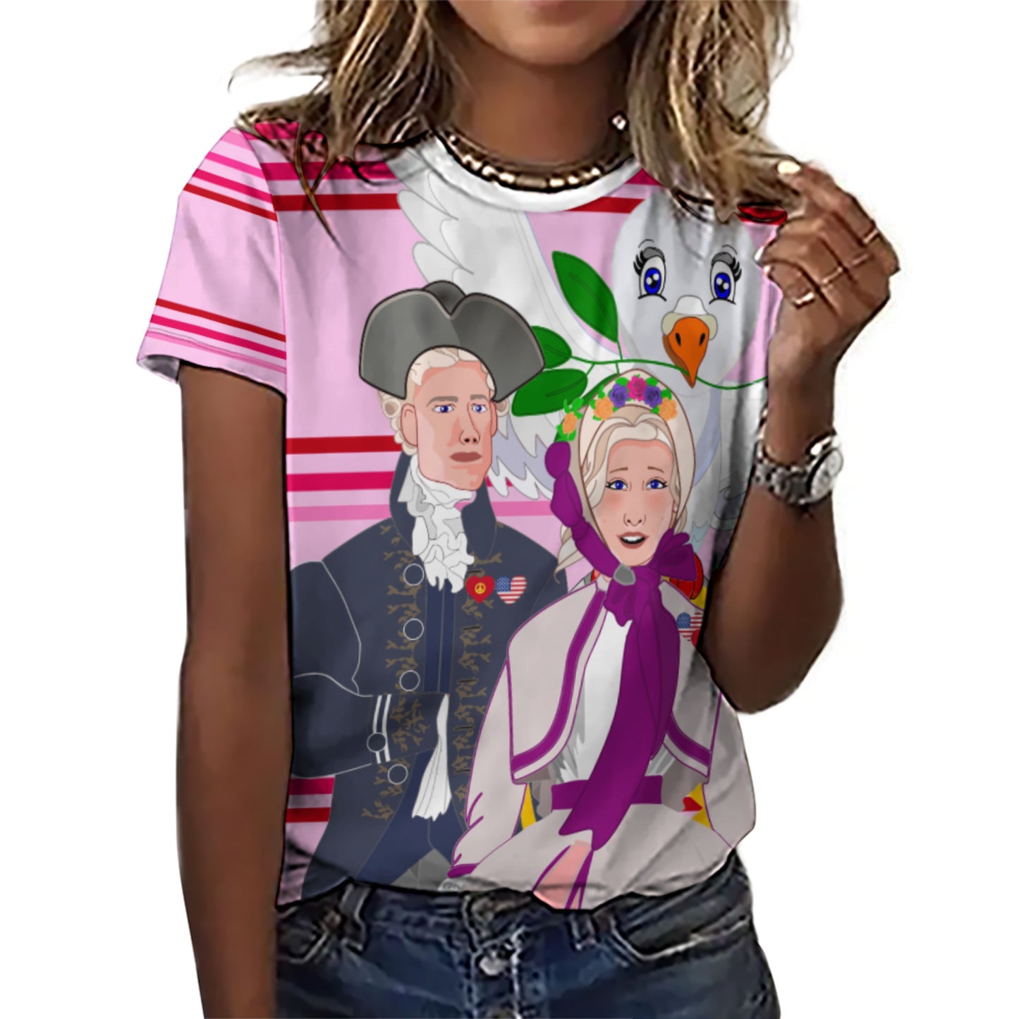 Women´s T-shirt GLOBAL FREEDOM UNITED© Couple USA V3 Pink1