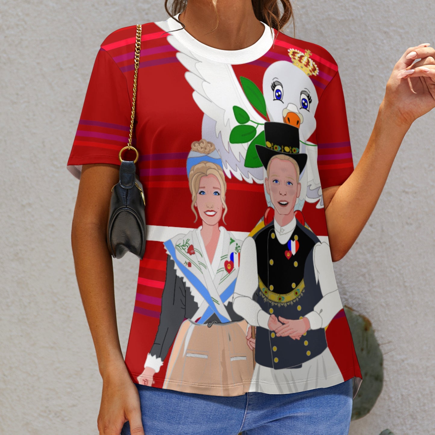 Women´s T-shirt GLOBAL FREEDOM UNITED© Couple French Red