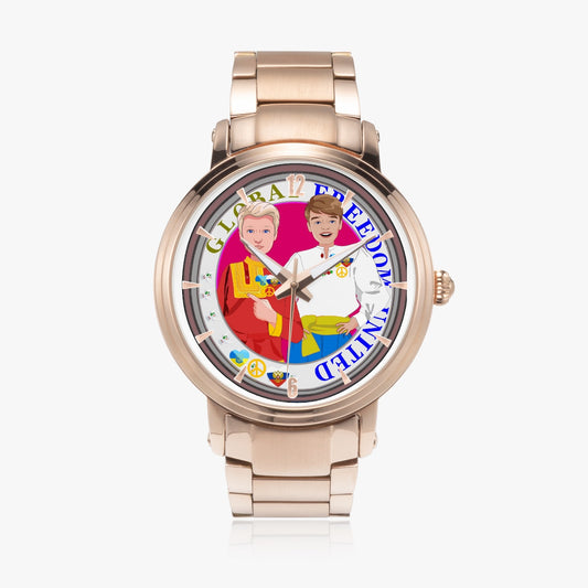 GLOBAL FREEDOM UNITED© New Steel Strap Automatic Watch (With Indicators) Men Russia & Ukrain