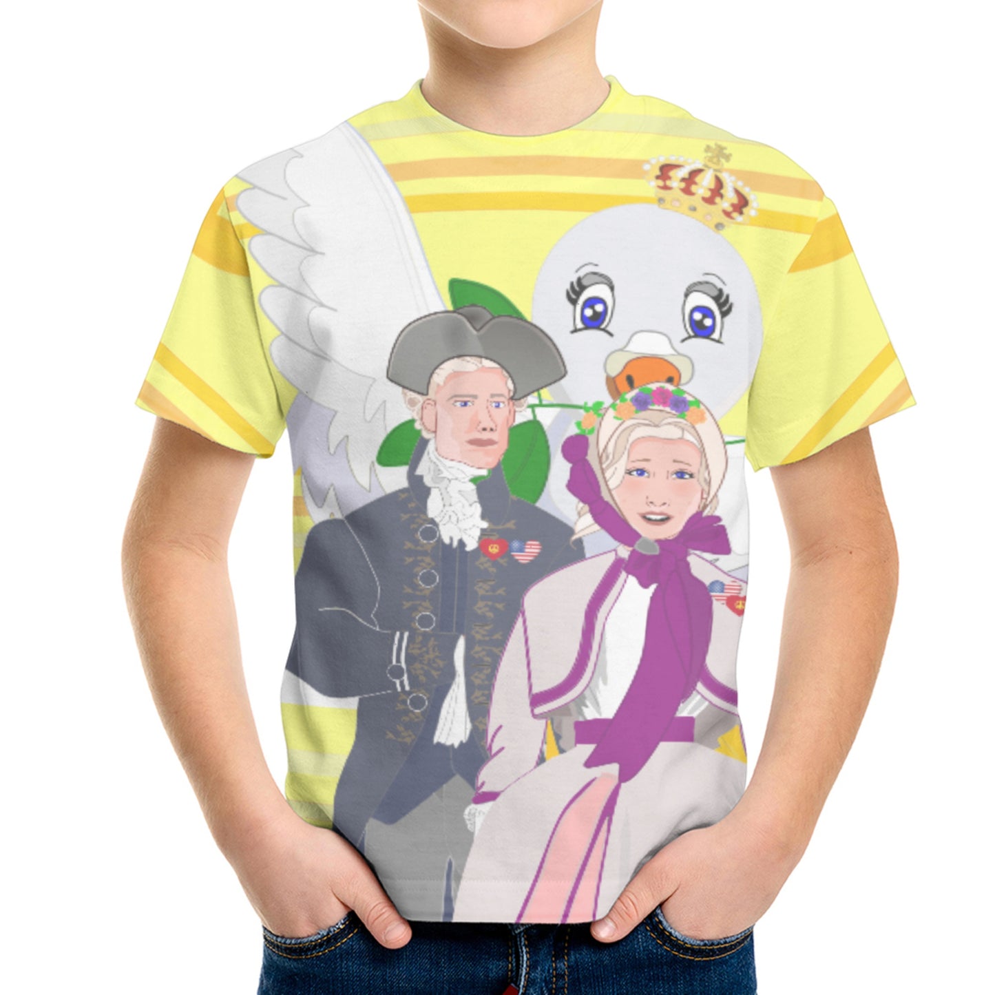 Kid´s T-shirt GLOBAL FREEDOM UNITED© Couple USA V3 Yellow