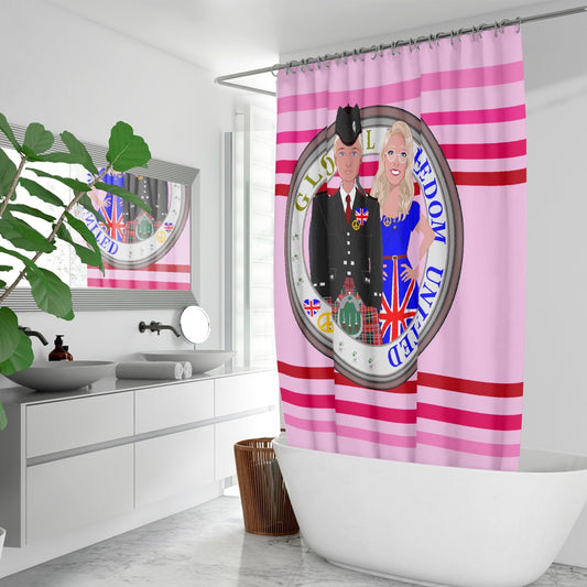 GLOBAL FREEDOM UNITED© Couple England Pink1 - Quick-drying Shower Curtain