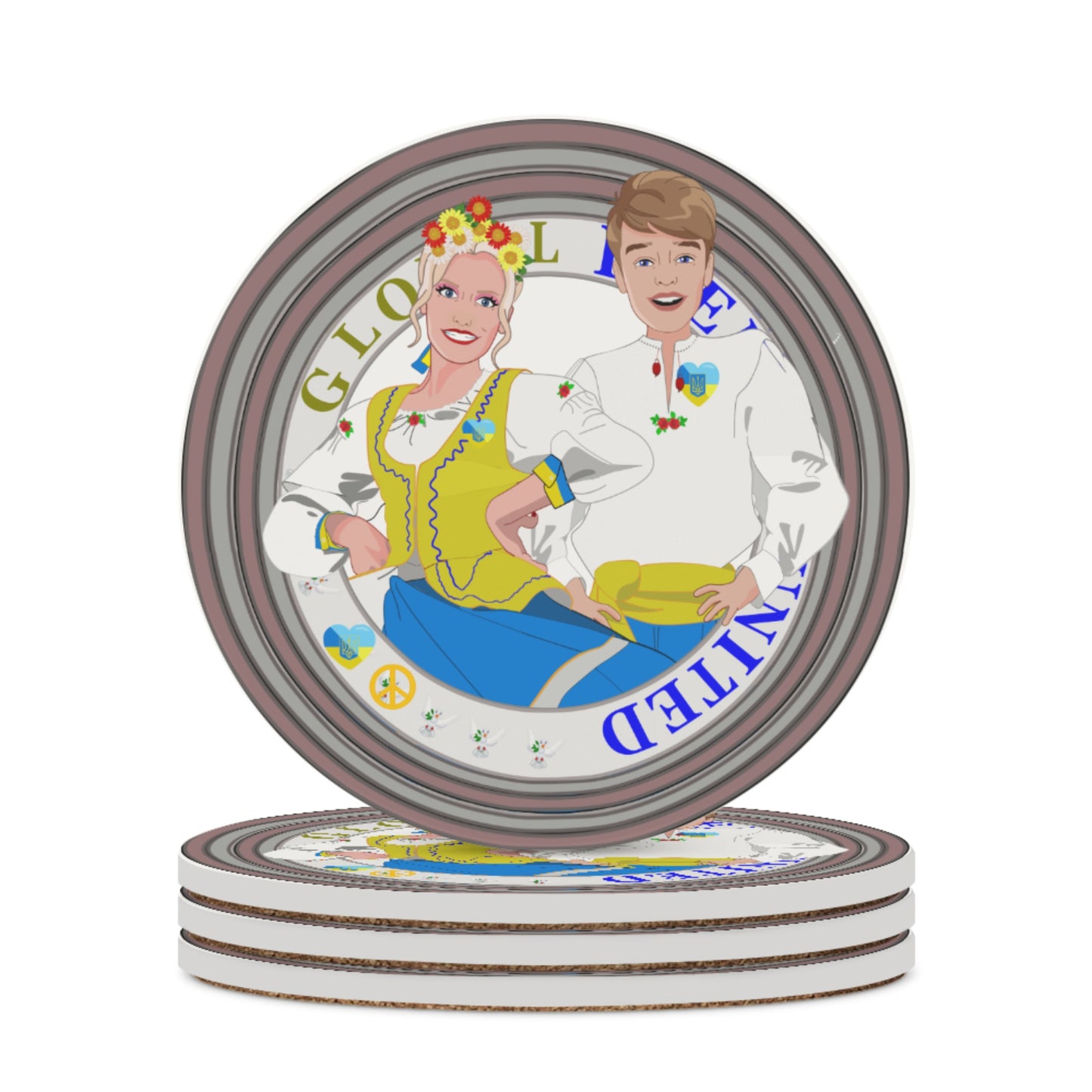 Ceramic CoastersGLOBAL FREEDOM UNITED© Couple Ukrain