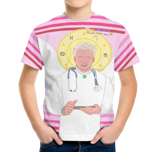 Kid´s T-shirt GLOBAL FREEDOM UNITED© Archangel Rafael Arabic Pink1