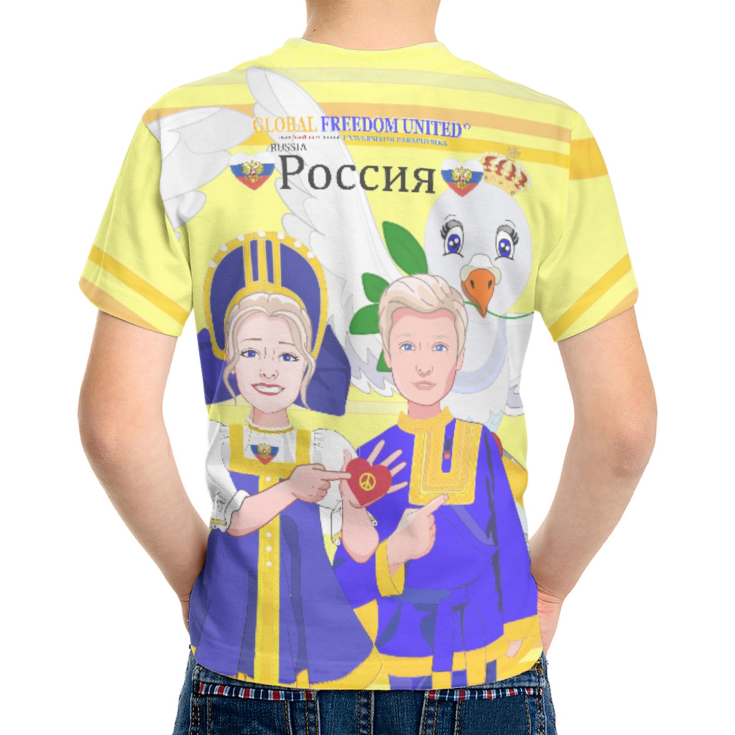 Kid´s T-shirt GLOBAL FREEDOM UNITED© Couple Russia Yellow