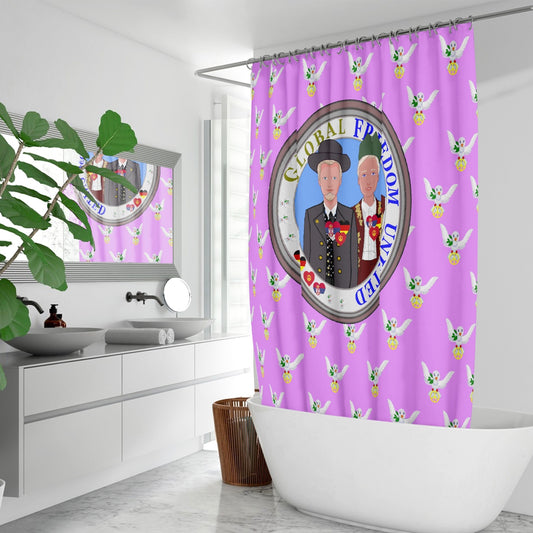 GLOBAL FREEDOM UNITED© Men Serbia & Germany Lilac V1  Quick-drying Shower Curtain171. Quick-drying Shower Curtain