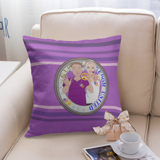 Pillow Cover GLOBAL FREEDOM UNITED©  Couple USA Wight American Lilac