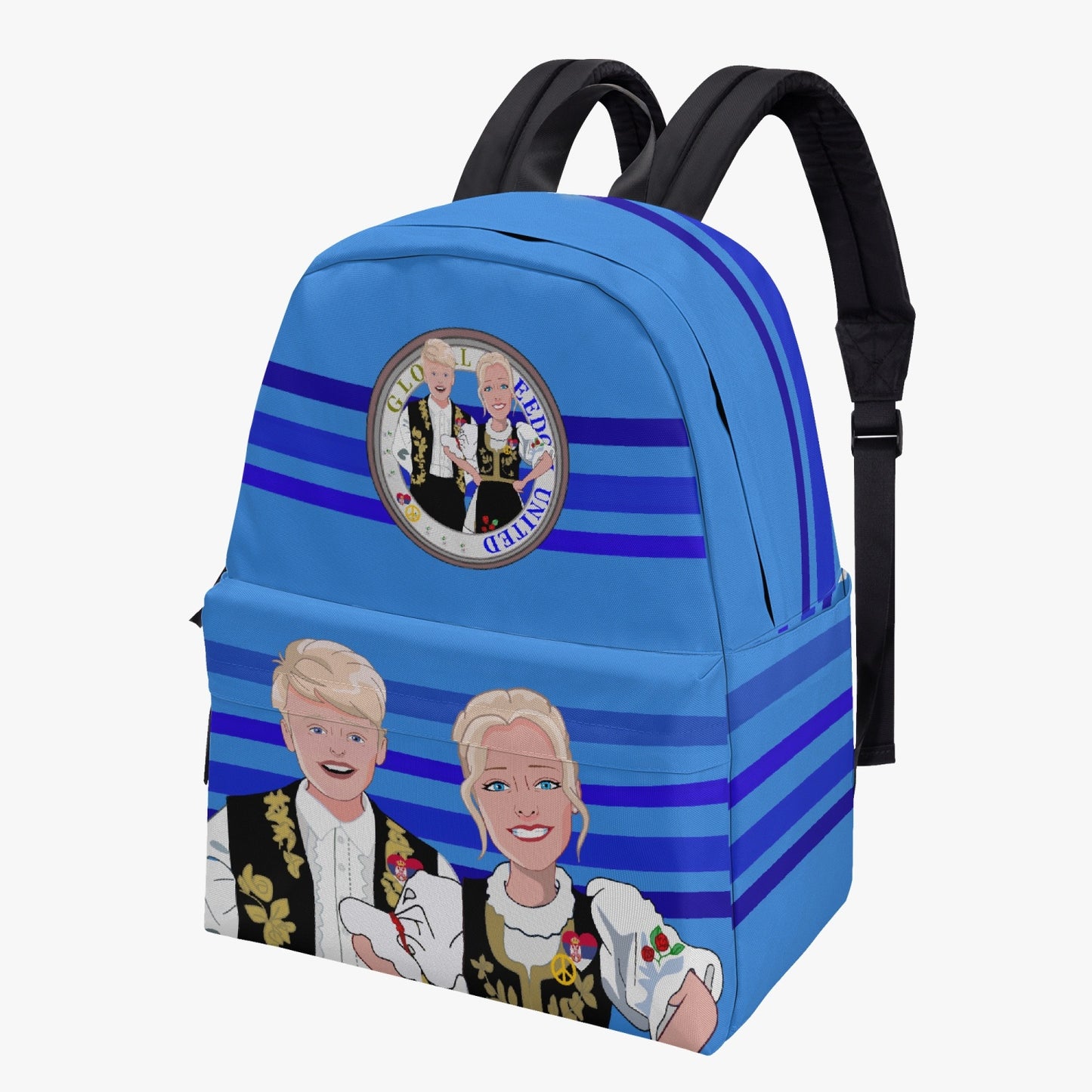 All-over-print Canvas Backpack GLOBAL FREEDOM UNITED COUPLE EDITION SERBIA DEEP BLUE