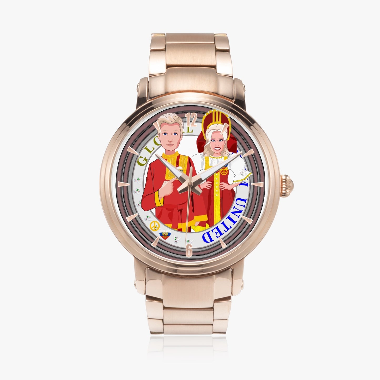 GLOBAL FREEDOM UNITED© Couple Russia New Steel Strap Automatic Watch (With Indicators)