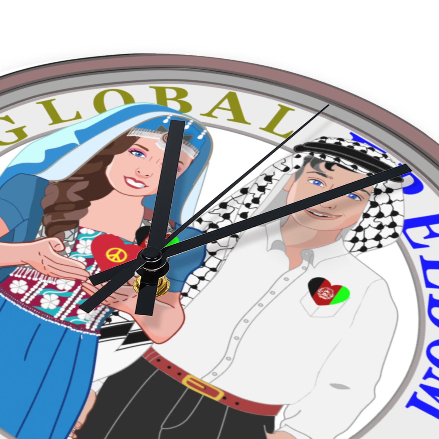Wooden Wall Clock Without Scale GLOBAL FREEDOM UNITED© Couple Afghanistan