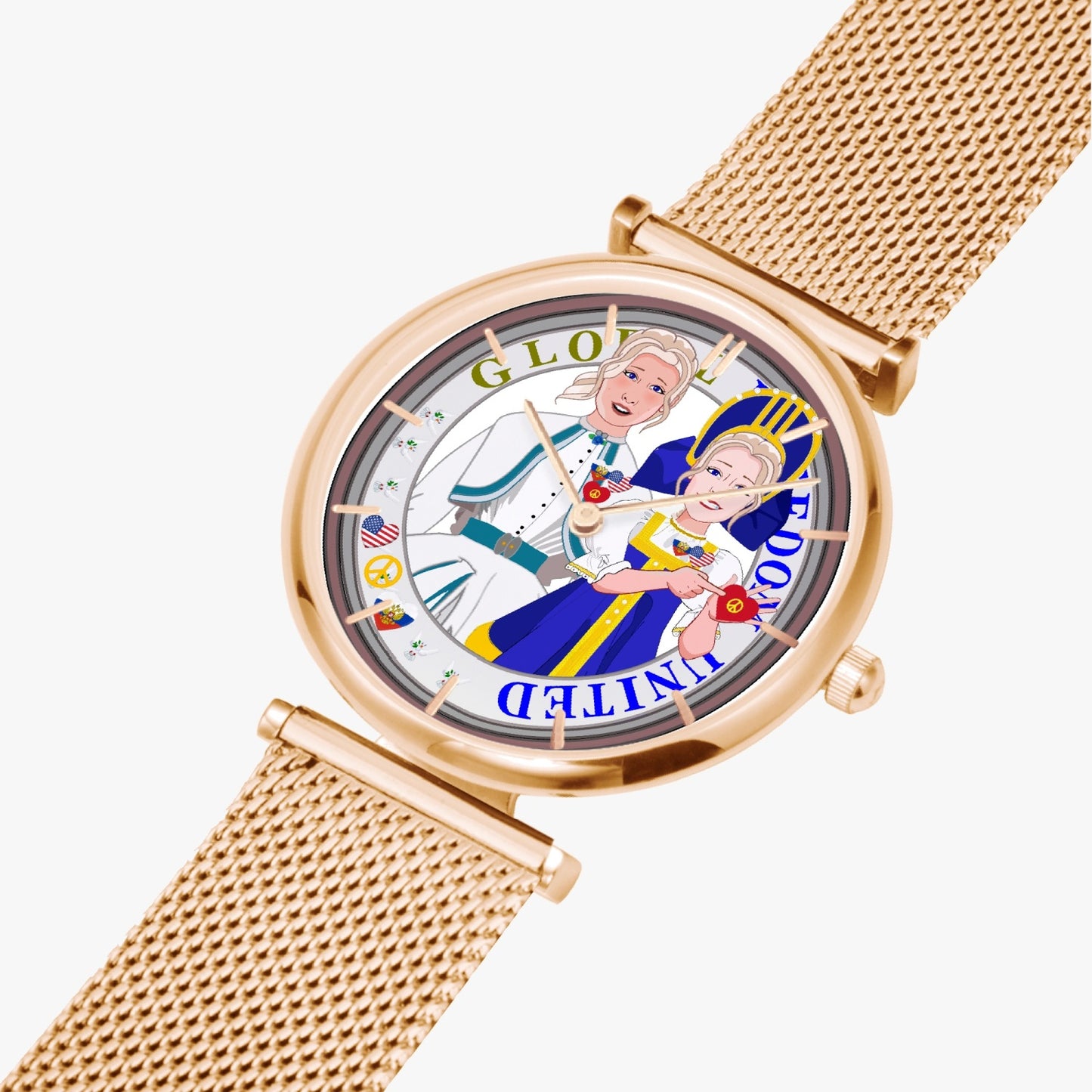 GLOBAL FREEDOM UNITED© New Stylish Ultra-Thin Quartz Watch (With Indicators) Women USA & Russia