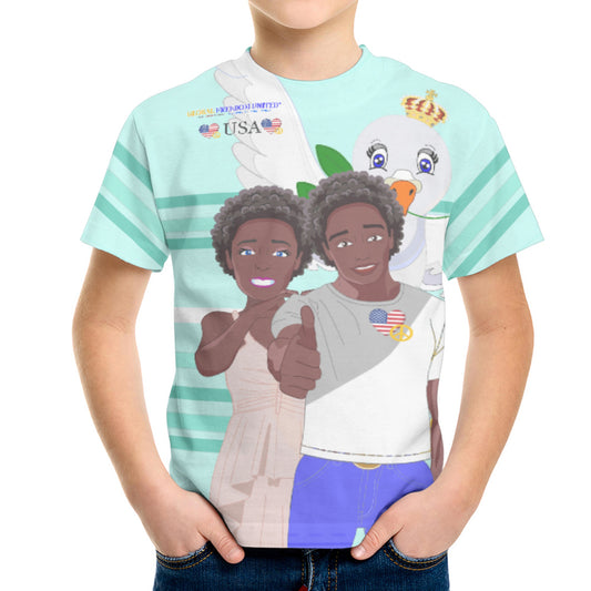 Kit´s T-Shirt GLOBAL FREEDOM UNITED© Couple USA Afro American Light Green