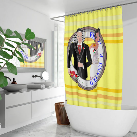GLOBAL FREEDOM UNITED© Couple Palestina Yellow - Quick-drying Shower Curtain