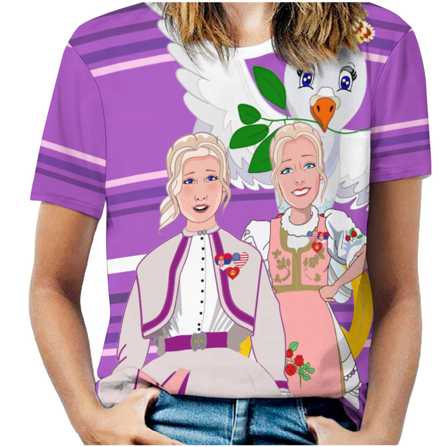 Women´s T-shirt 3 GLOBAL FREEDOM UNITED© Women Serbia & USA Lilac