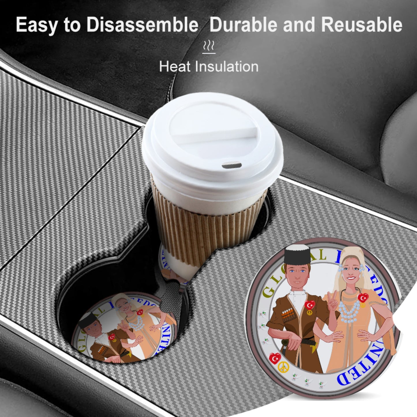Ceramic Car Coaster GLOBAL FREEDOM UNITED© Couple Turkey