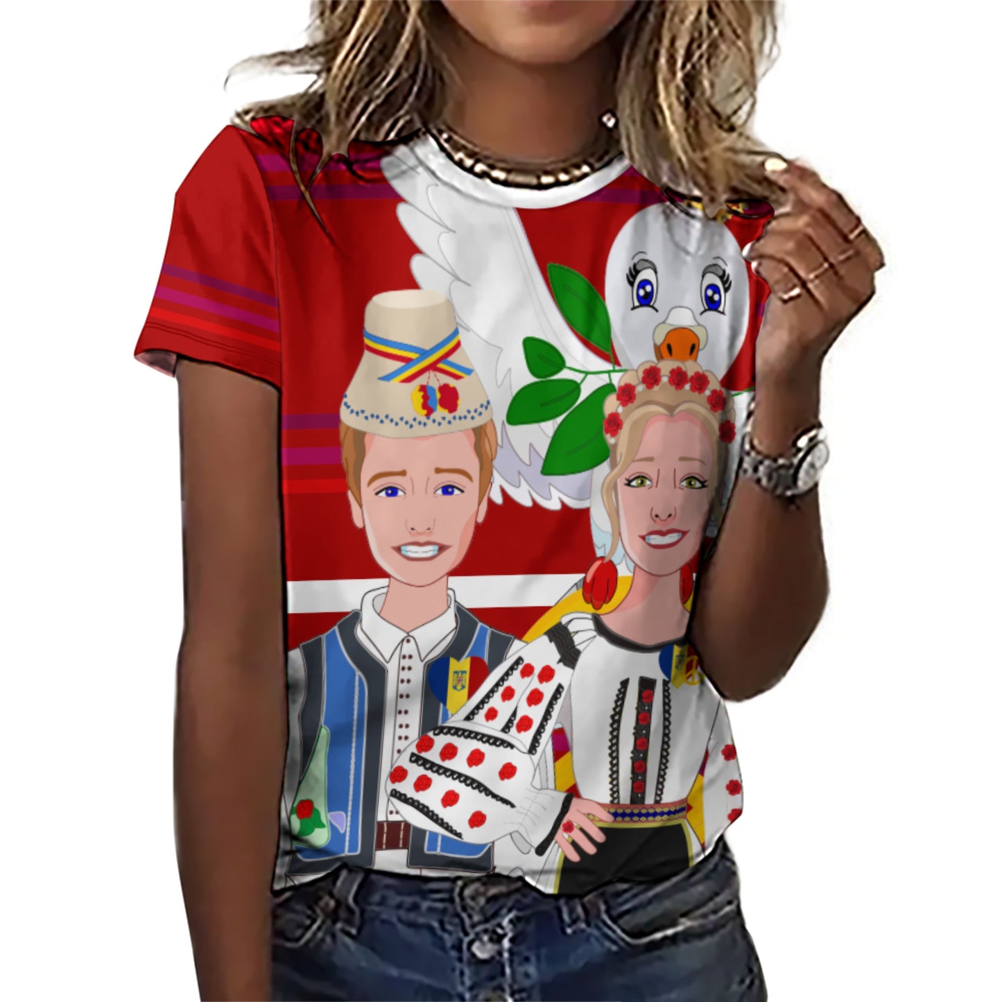 Women´s T-shirt GLOBAL FREEDOM UNITED© Couple Romania Red