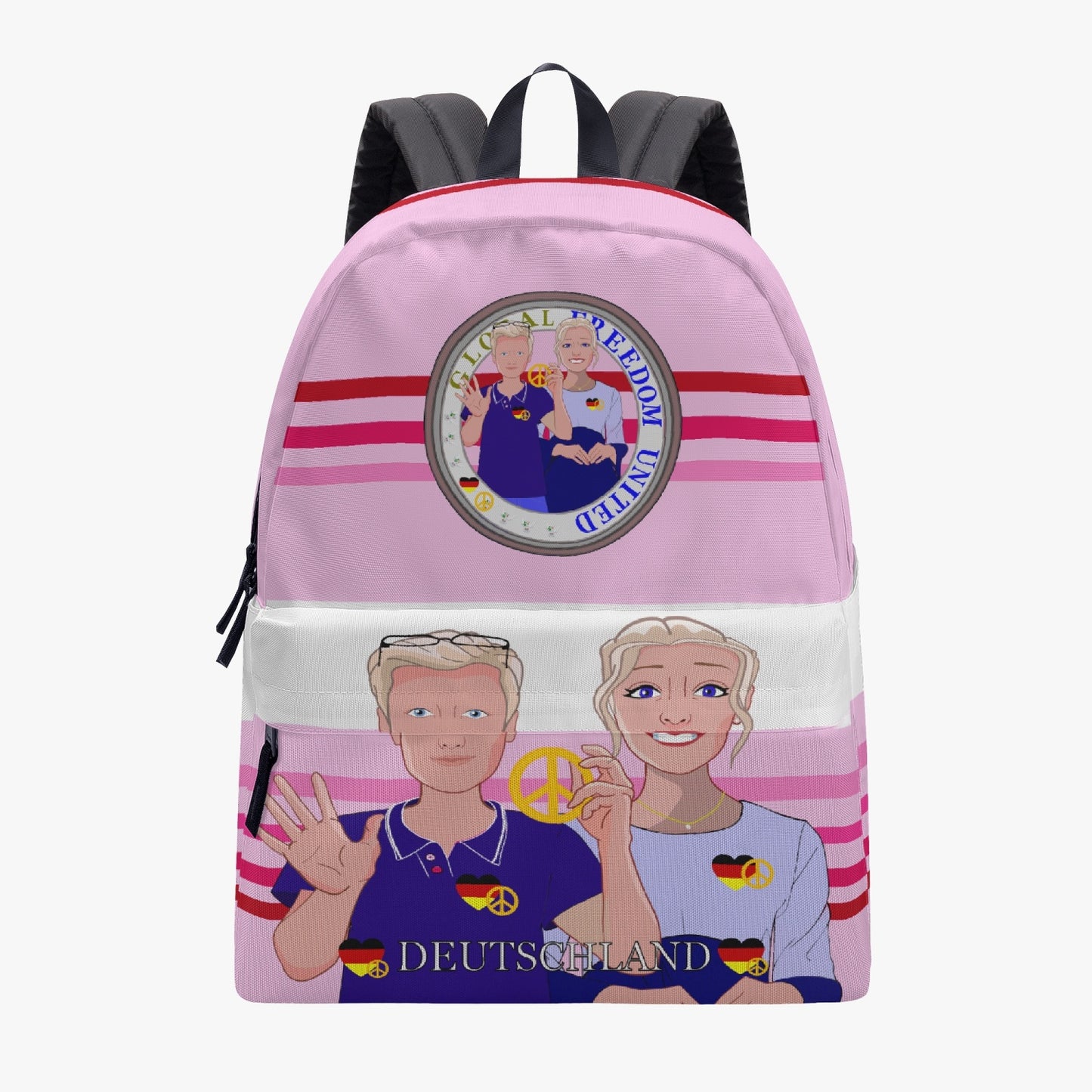 All-over-print Canvas Backpack GLOBAL FREEDOM UNITED COUPLE EDITION GERMANY V2 PINK2