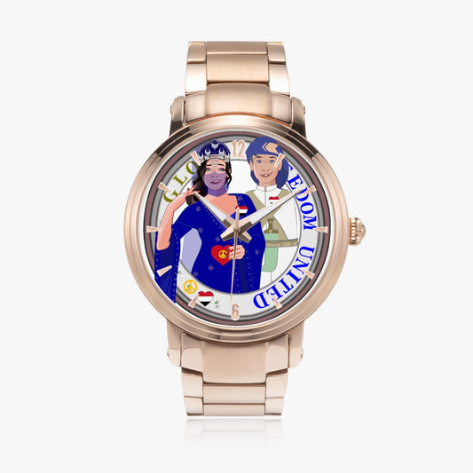 GLOBAL FREEDOM UNITED© Couple Yemen New Steel Strap Automatic Watch (With Indicators)