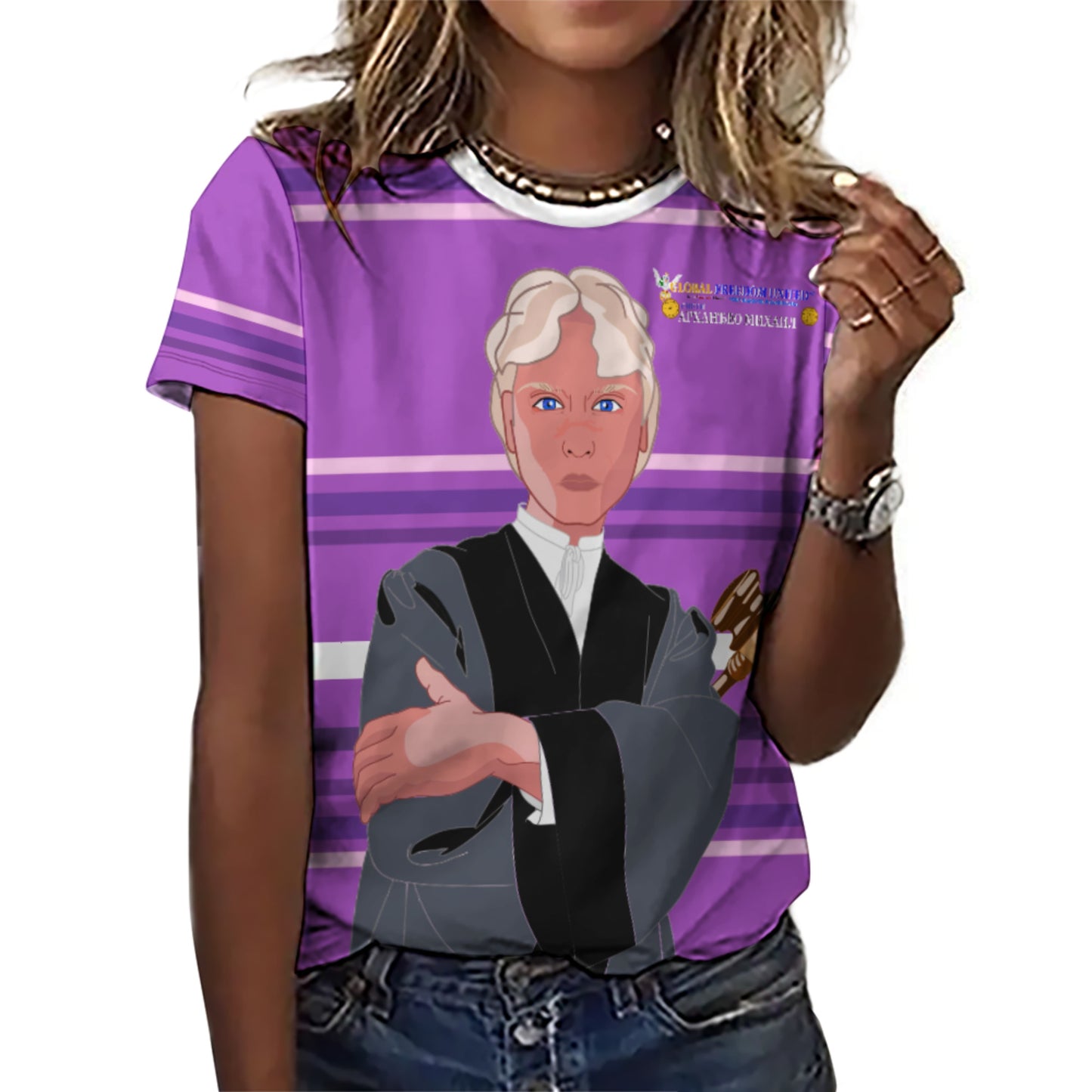 Women´s T-shirt  GLOBAL FREEDOM UNITED© Archangel Michael Serbia V5 Lilac