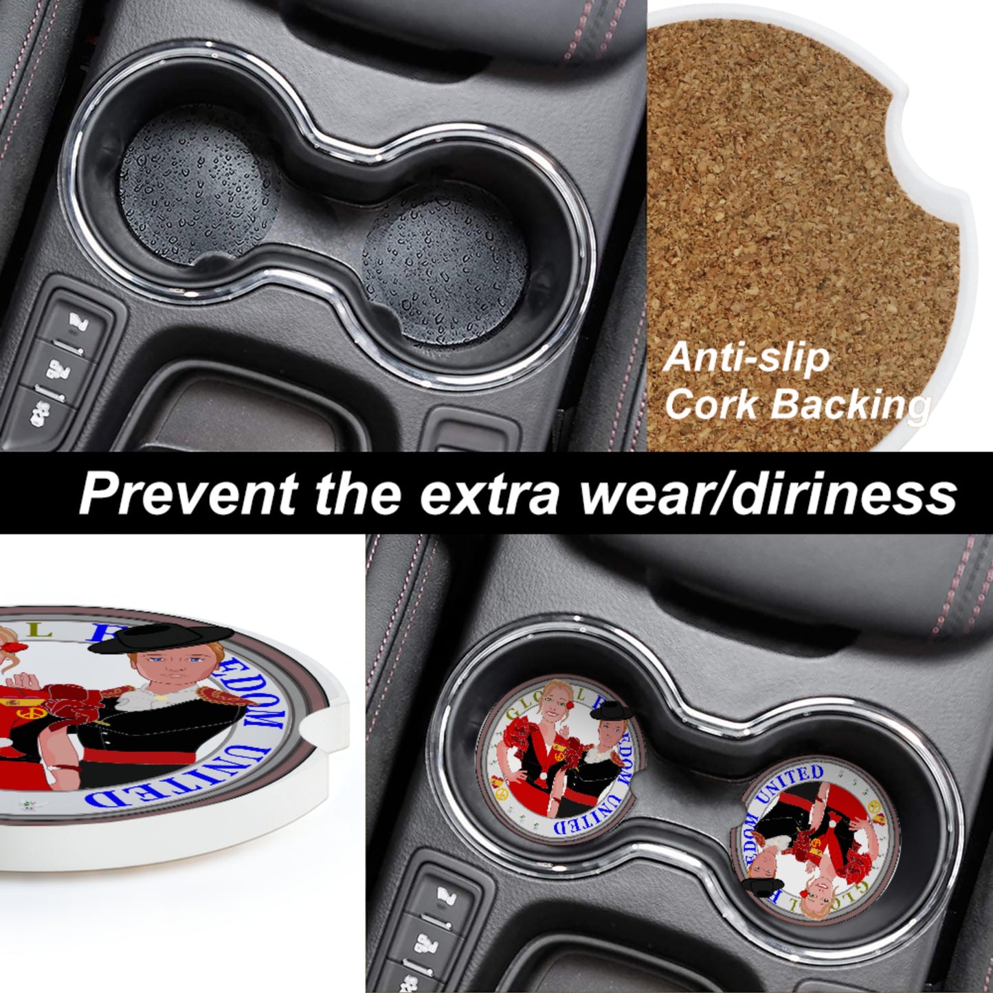 Ceramic Car Coaster GLOBAL FREEDOM UNITED© Couple Spain