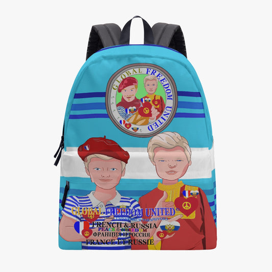 GLOBAL FREEDOM UNITED MEN FRENCH & RUSSIA OLD PEACE BLUE All-over-print Canvas Backpack