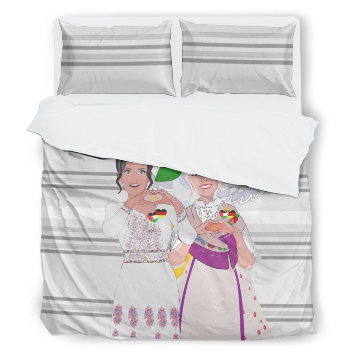 Bed Line GLOBAL FREEDOM UNITED© Women Palestina & Germany Grey