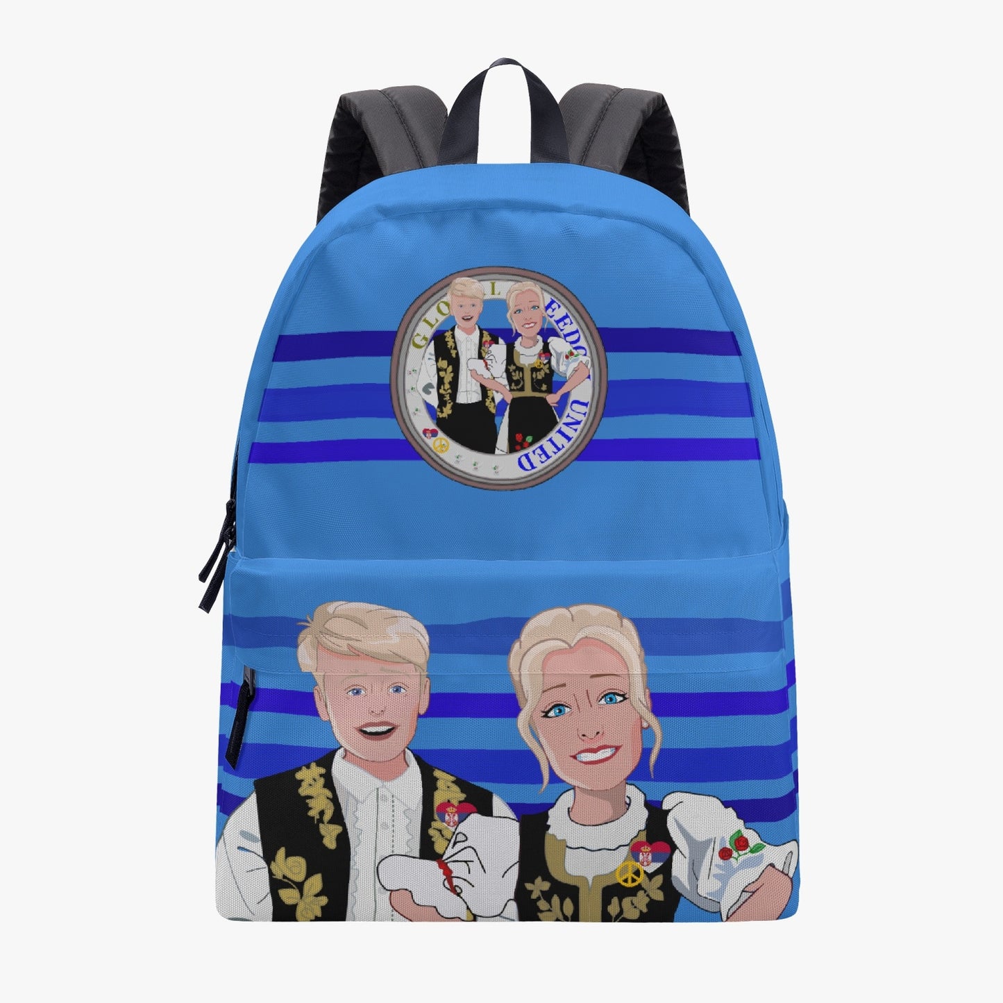 All-over-print Canvas Backpack GLOBAL FREEDOM UNITED COUPLE EDITION SERBIA DEEP BLUE