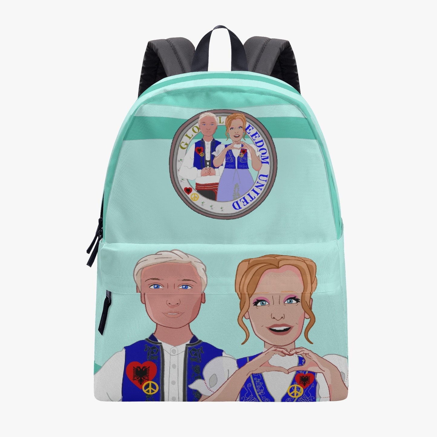 GLOBAL FREEDOM UNITED© Couple Albania Light Green - All-over-print Canvas Backpack