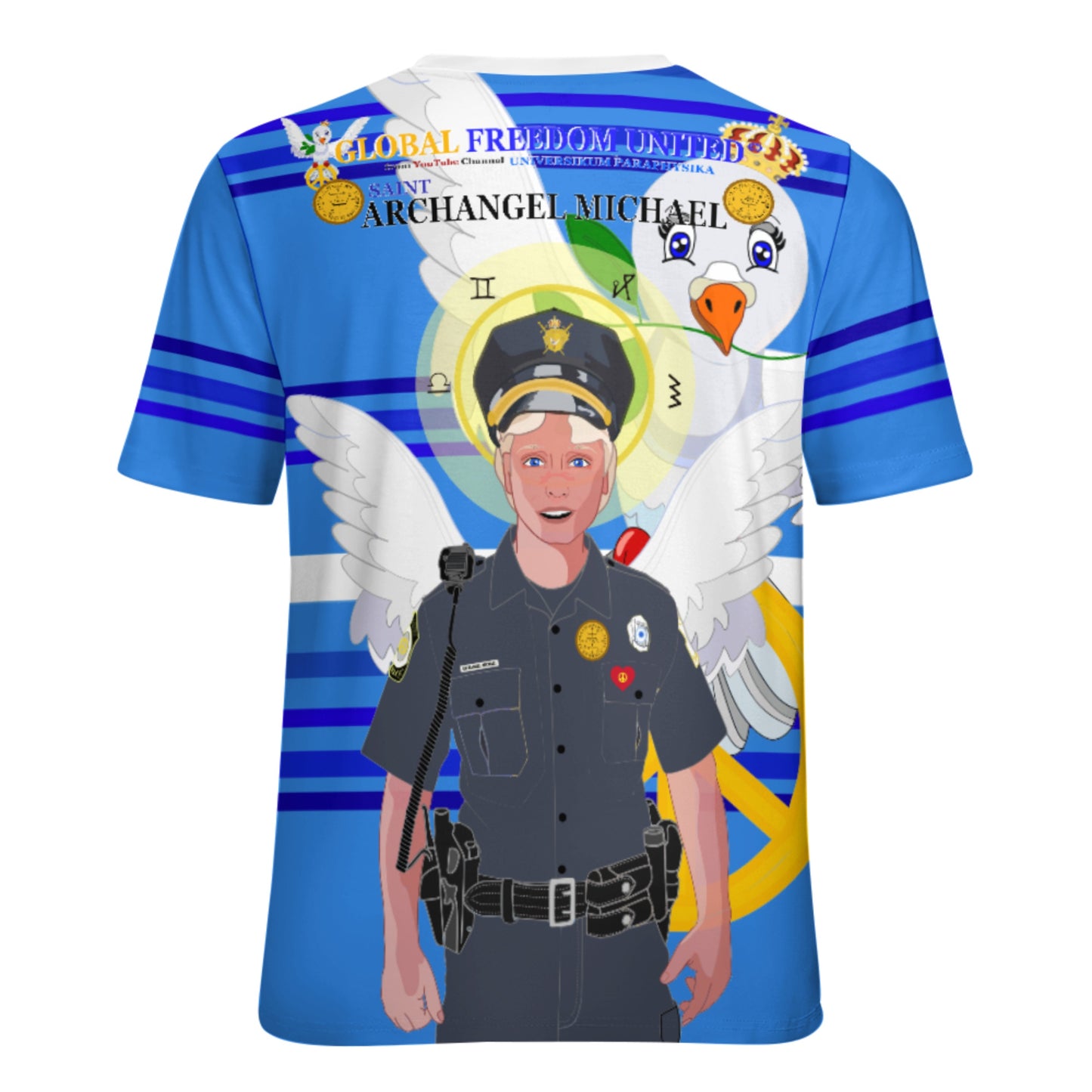Women´s T-shirt 2 GLOBAL FREEDOM UNITED© Archangel Michael As Policemen Deep Blue