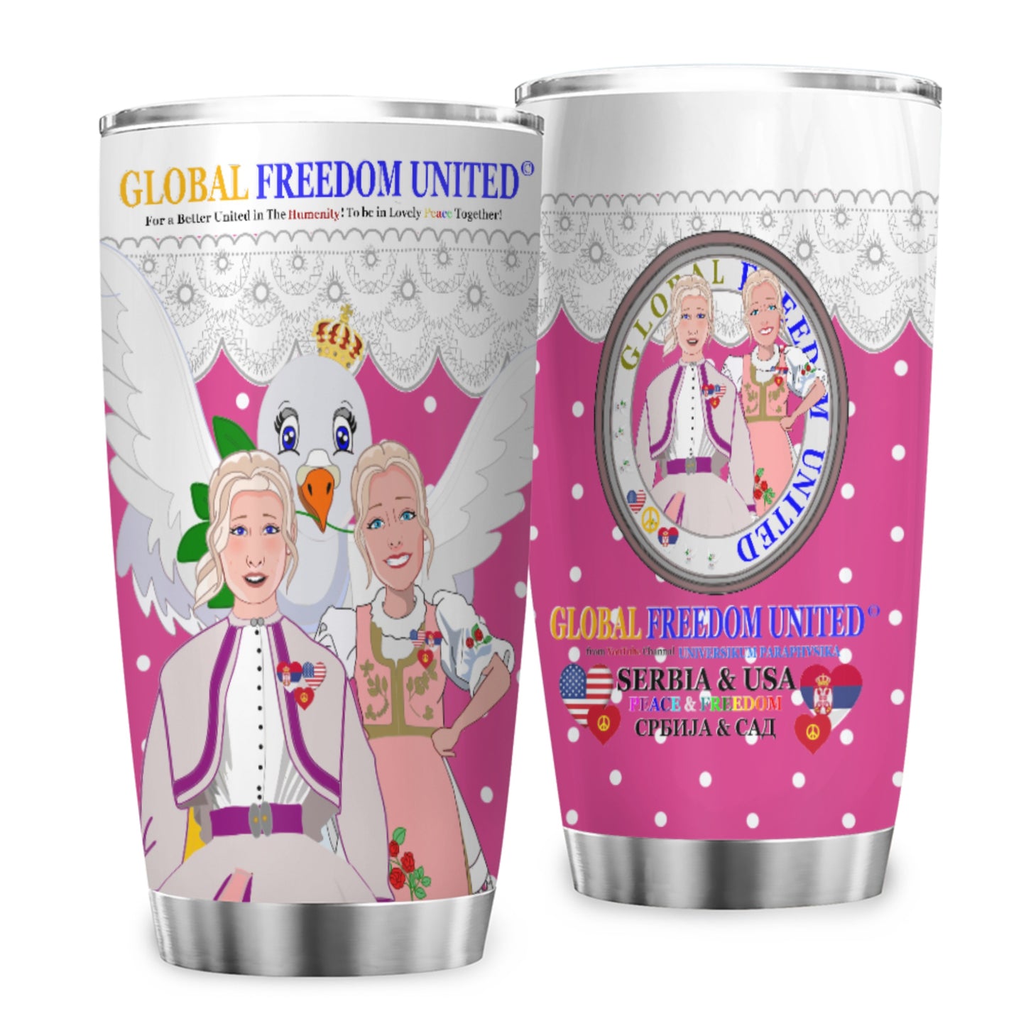 Tumbler 2 GLOBAL FREEDOM UNITED© Women Serbia & USA Pink2