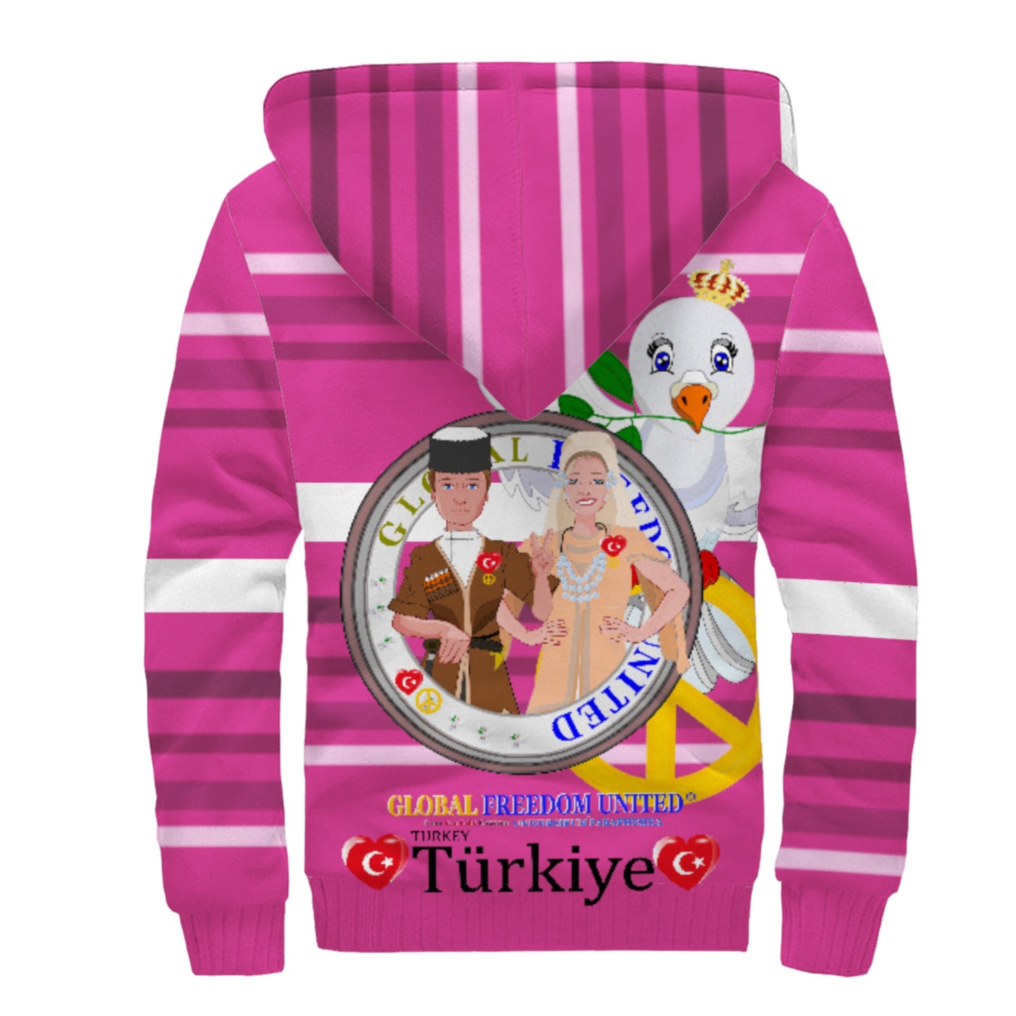 Plush Hoodie GLOBAL FREEDOM UNITED© Couple Turkey Pink2