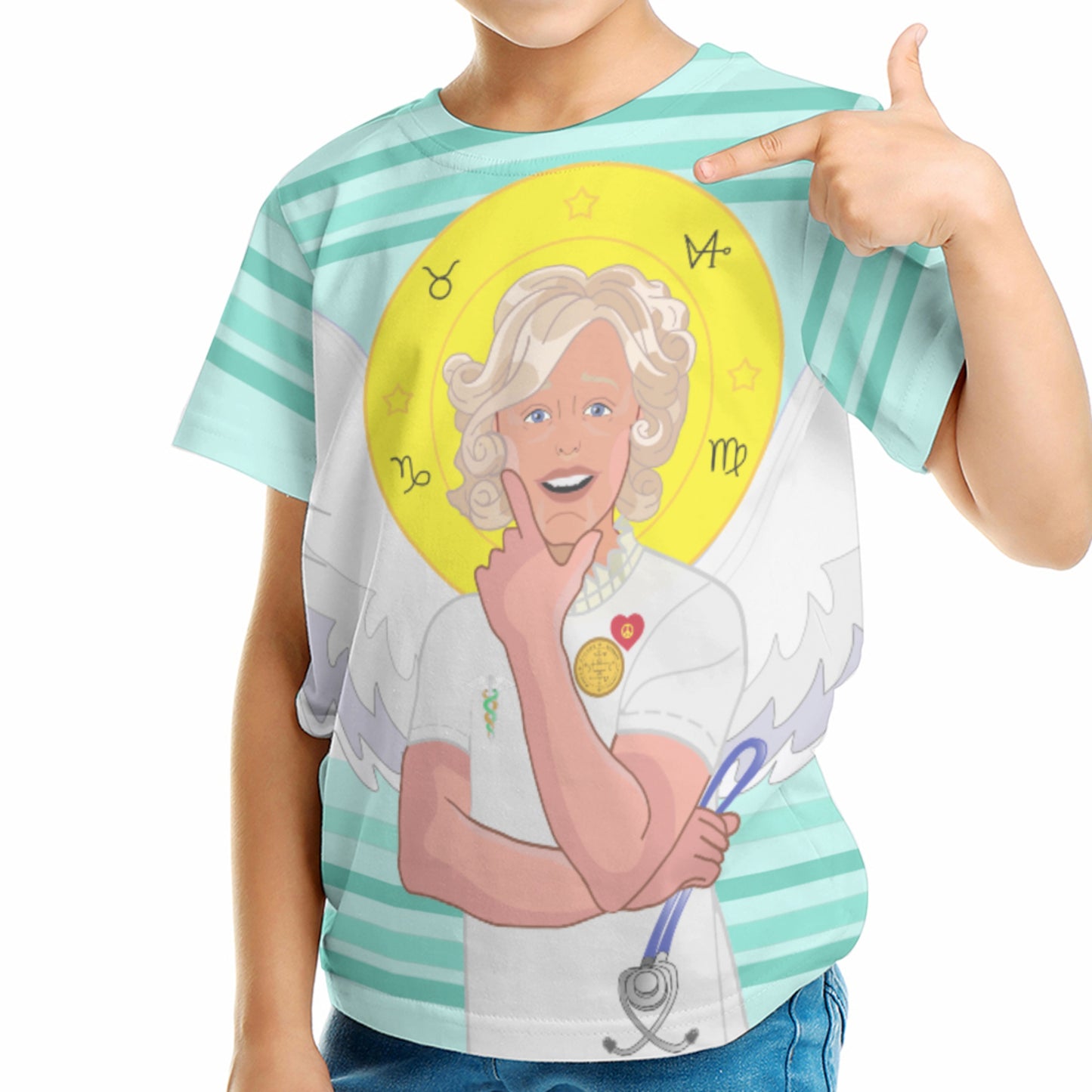 Kits T-shirt GLOBAL FREEDOM UNITED© Archangel Gabriel Arabic Light Green