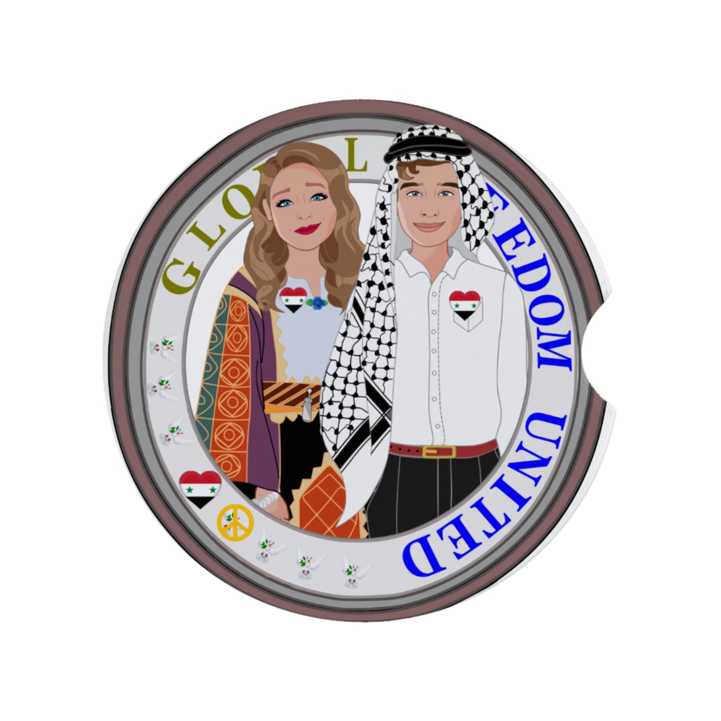 Ceramic Car Coaster GLOBAL FREEDOM UNITED© Couple Syria
