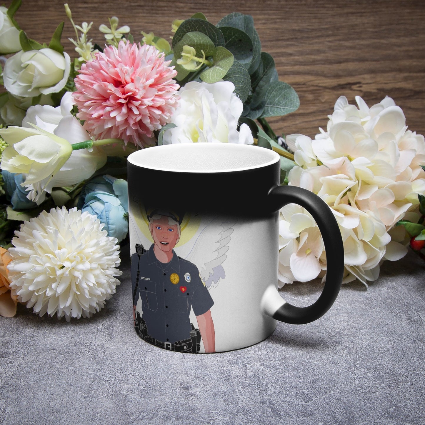 Color Changing Magic Mug GLOBAL FREEDOM UNITED© Archangel Michael Policemen
