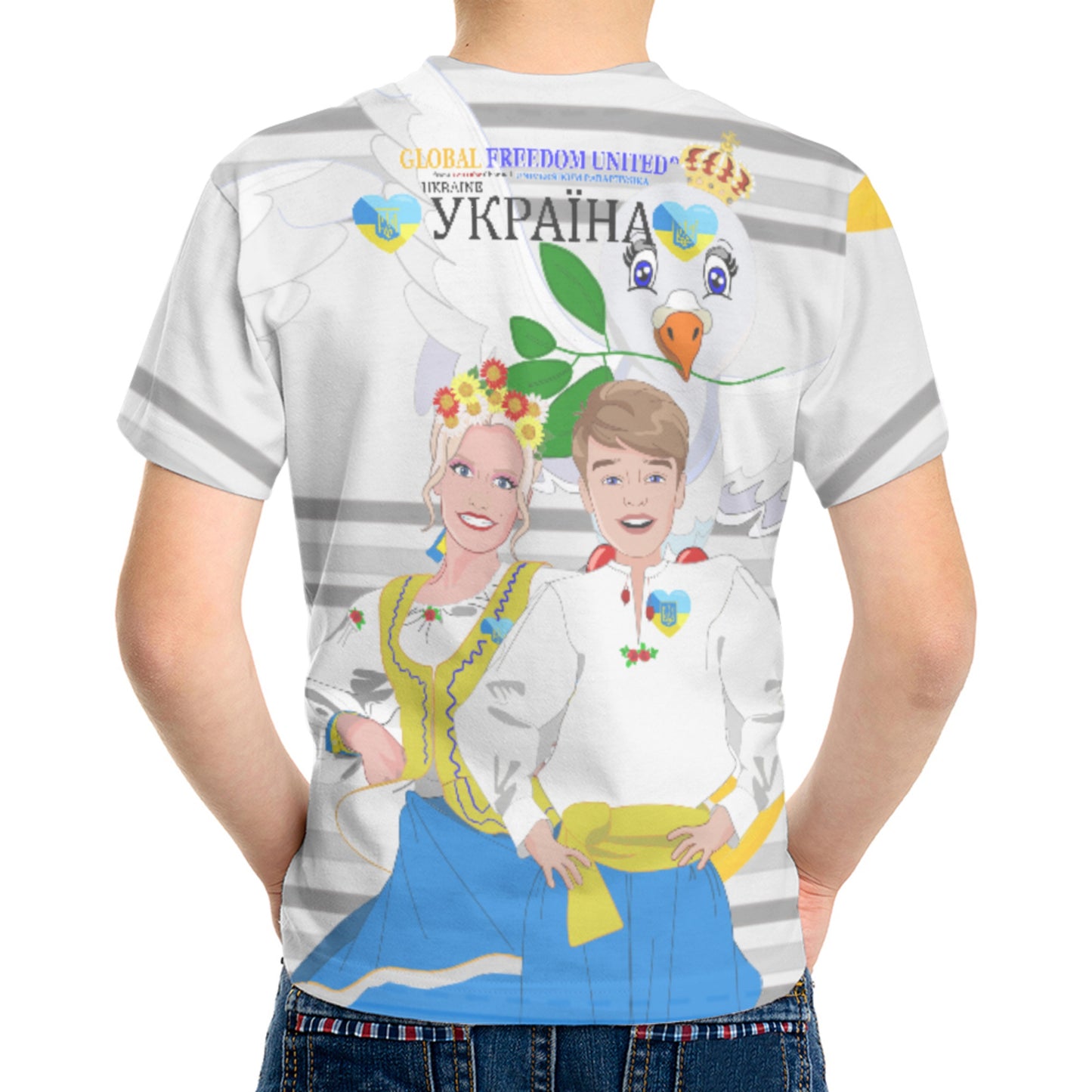Kid´s T-shirt GLOBAL FREEDOM UNITED© Couple Ukrain Grey