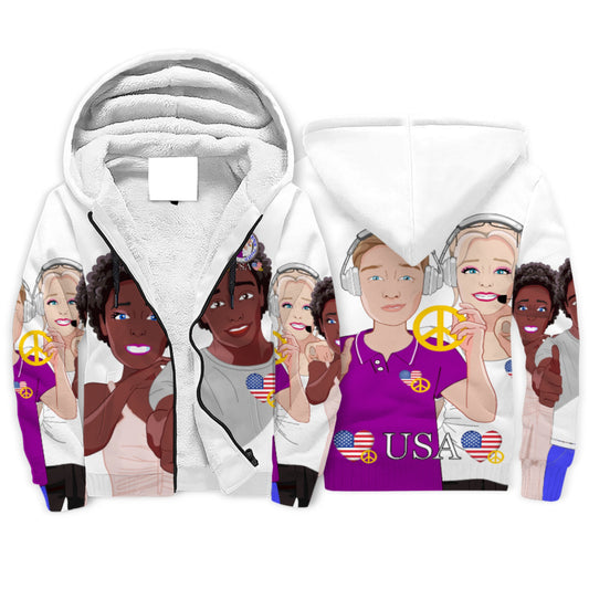 Plush Hoodie GLOBAL FREEDOM UNITED© Couple USA Big Edition